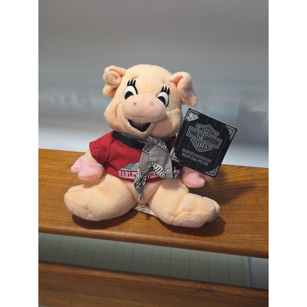 VTG Harley‎ Davidson Plush Cow with Red Shirt Gray Bandanna 1997